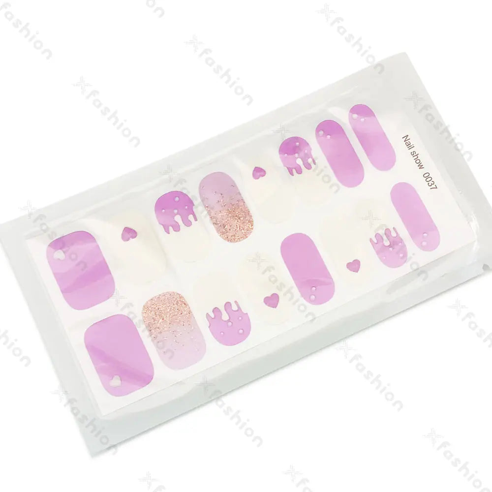 Hot Sale 16 Tips Solid Color Semi-Cured Gel Nail Stickers UV Light Durable Waterproof Long-Lasting Gel Nail Stickers Wholesale