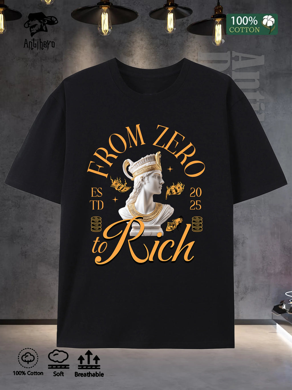 2025 New Style Men's Cotton Tee Oversize Fit 100% Pure Comfortable Street Fashion USA Warehouse