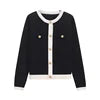 ZATRHMBM Women's Clothing 2024 New Fashion Gold Button Knitted Top Retro Round Neck Long Sleeve Casual Female Sweater