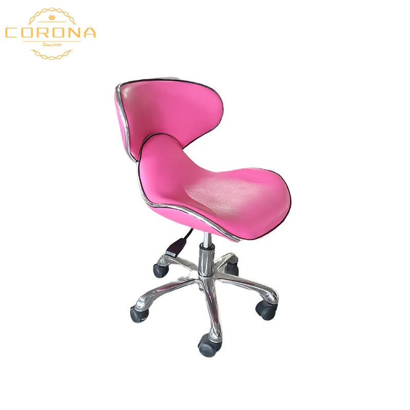 Modern Pink White Gold Beauty Salon Salon Stool Rotating Pedicure Stool
