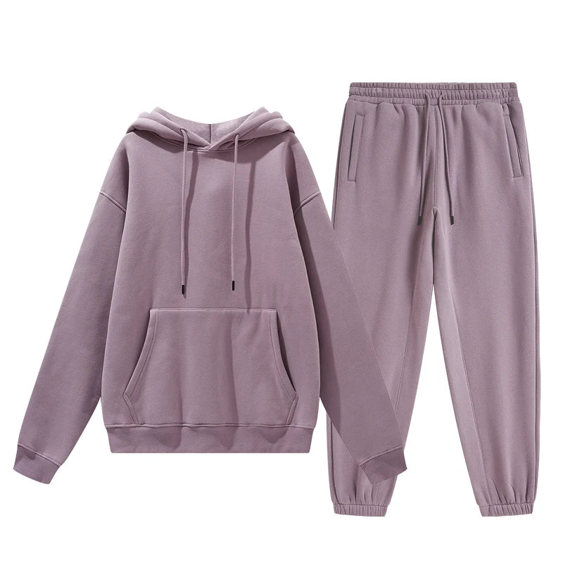Wholesale Organic Cotton Sweatpants and Hoodie Set Custom Sweat Suits Casual Unisex Tracksuit