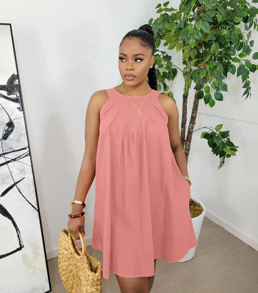 New Arrival 2024 Summer Solid Color Sleeveless Cotton Tank Top with Lace Sequin Decoration Y2K Style Midi Dress Casual Loose Fit
