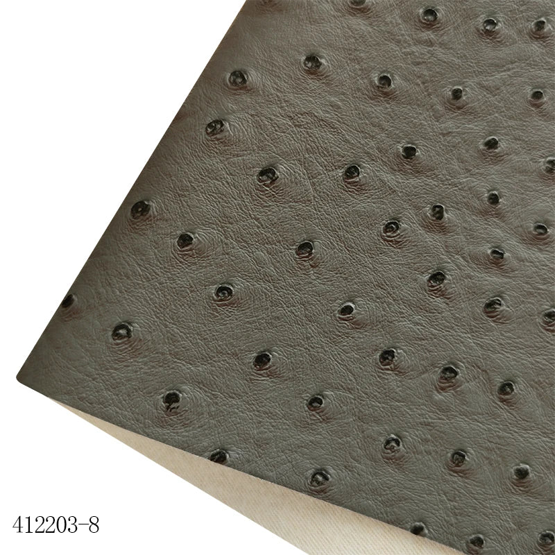 Super High Quality Ostrich Embossed Pvc Synthetic Vinyl  Leather Cotton Backing for Making Bag Decoration Craft Textile