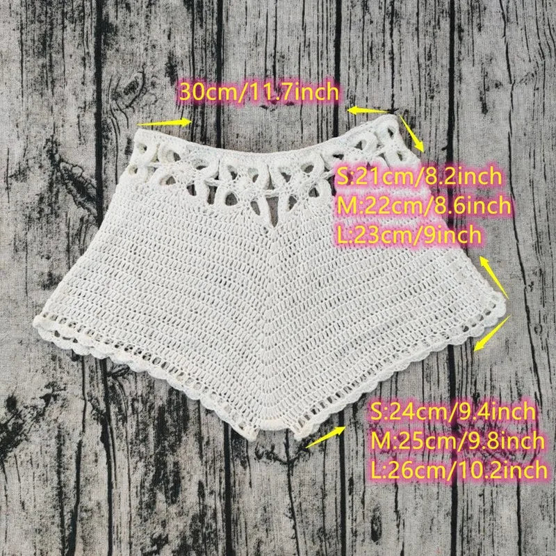 Colorful Fashion Handmade Crochet Shorts Beach Bikini Hot Pants Bike Gym Pant - low-Rise