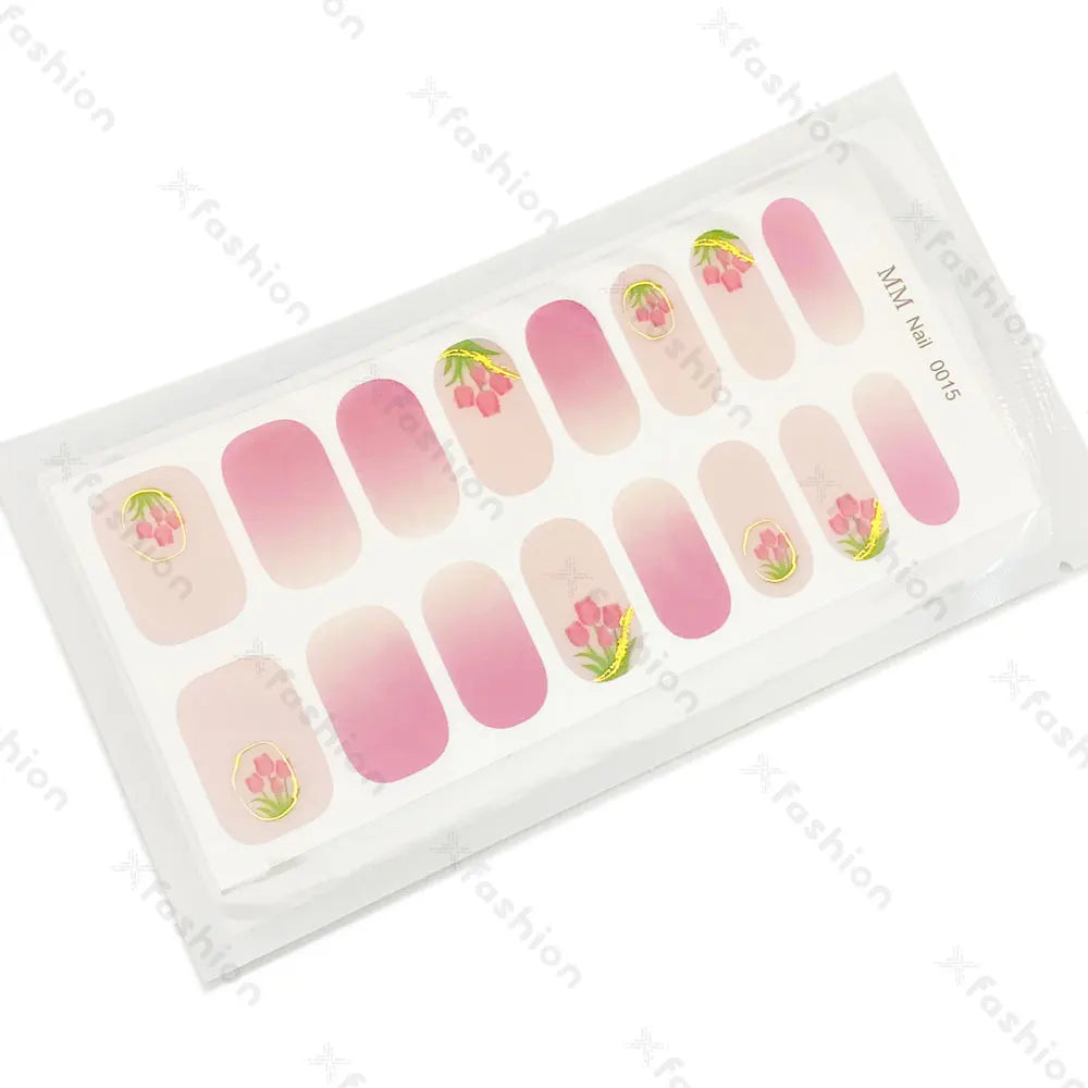 Hot Sale 16 Tips Solid Color Semi-Cured Gel Nail Stickers UV Light Durable Waterproof Long-Lasting Gel Nail Stickers Wholesale