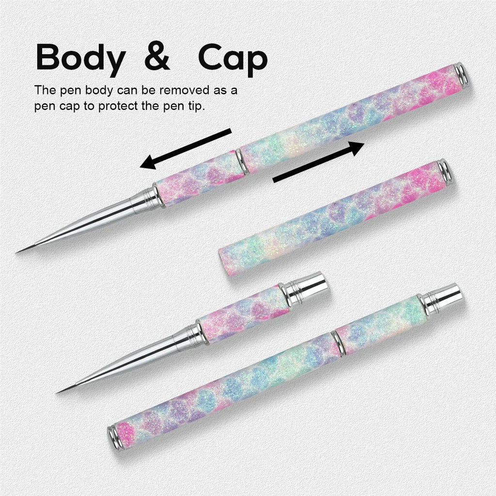 High Quality Professional 5 Pieces Sets Custom Nail Salon Detachable Liner Nail Art Brushes for Nylon Hair
