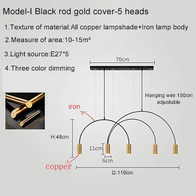 2021 New Restaurant Chandelier Light Luxury Nordic Dining Living Room Table Bar Minimalist Chandelier Simple Modern Light
