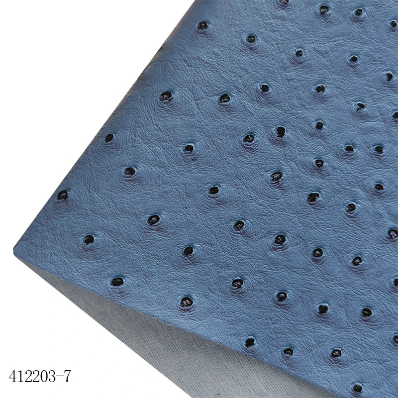 Super High Quality Ostrich Embossed Pvc Synthetic Vinyl  Leather Cotton Backing for Making Bag Decoration Craft Textile