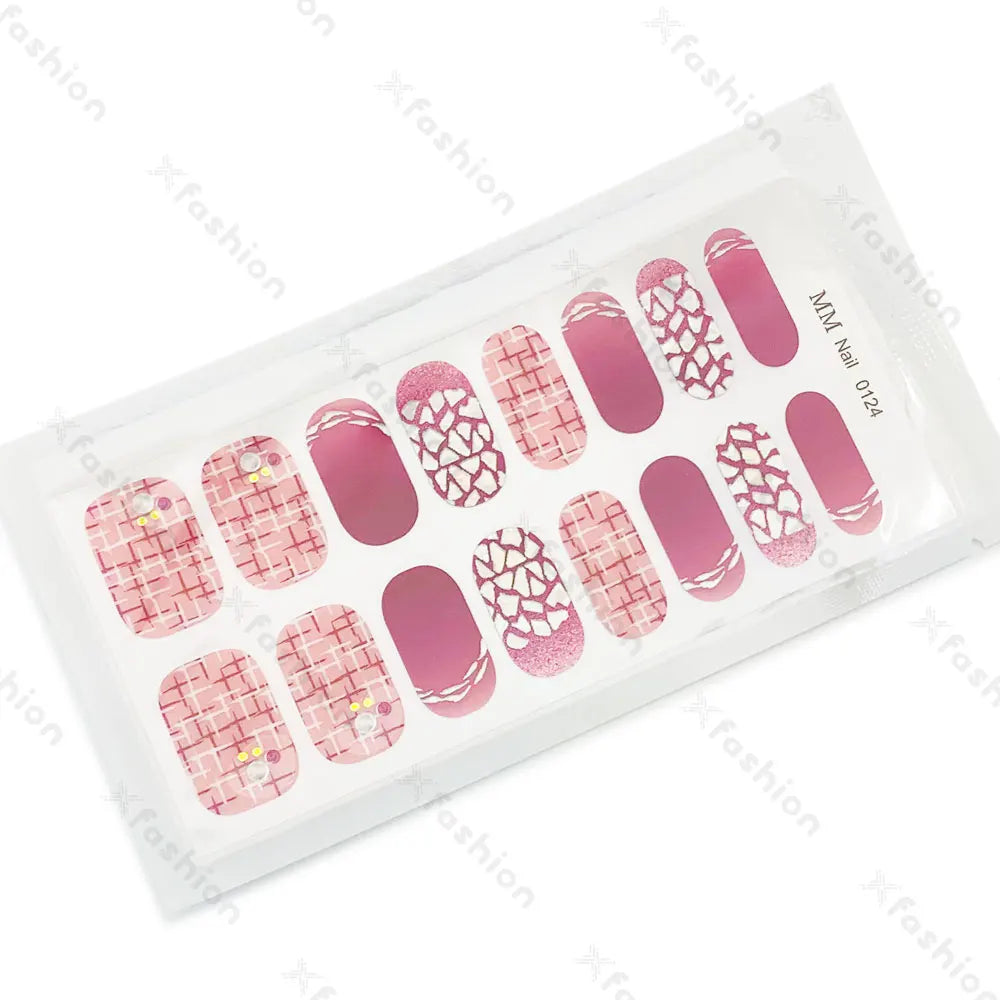 Hot Sale 16 Tips Solid Color Semi-Cured Gel Nail Stickers UV Light Durable Waterproof Long-Lasting Gel Nail Stickers Wholesale