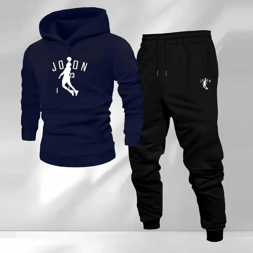 2025 Autumn/Winter Men's Sporty Hoodie Warm Casual Set Customizable Logo Printed Hip Hop Style Knitted Weaving for Sports Brand