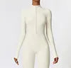 Prettysteps Zipper Nude Tight Yoga Bodysuit Outdoor Sports Bodysuit Quick Dry Running Fitness Clothes