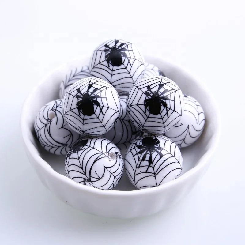 New Gumball Halloween Fashion Chunky Solid Print ArachnidBeads for Jewelry Necklace Making 20mm  Acrylic Beads