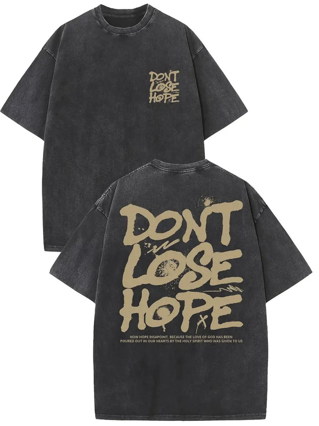 Vintage Washed Oversized Graffiti "Don't Lose Hope" T-shirt Retro Streetwear Casual Cotton Tee US Stock