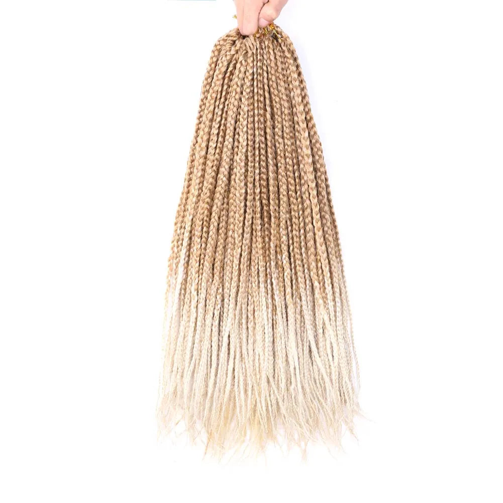 Full Star 3X Small Box Braids 14” 18” Synthetic Hair 80 g Crochet Braids 22 Strands/Pack for Women Ombre Brown Black Color