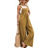 Women Spring Summer Solid Color Suspenders Overalls Casual Strappy Trousers Women's Loose Wide Leg Flared Leg Pants Jumpsuit