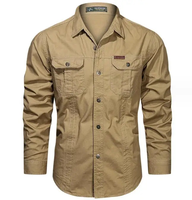Multi-pocket Long Sleeve Outdoor Shirt Hiking Shirts Regular Fit Jacket Mens Casual Big Size Cargo Shirt