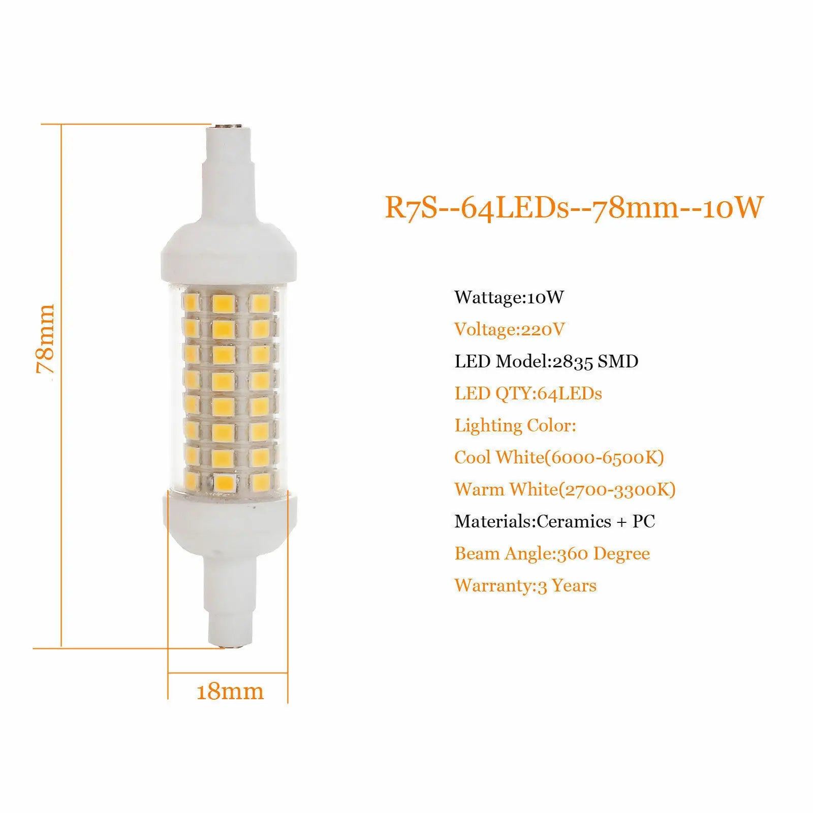 10w 15w 20w  R7S Floodlight LED Lamps SMD 2835 78mm 118mm 135mm Dimmable LED Light Bulb 220V Energy Saving Replace Halogen Light