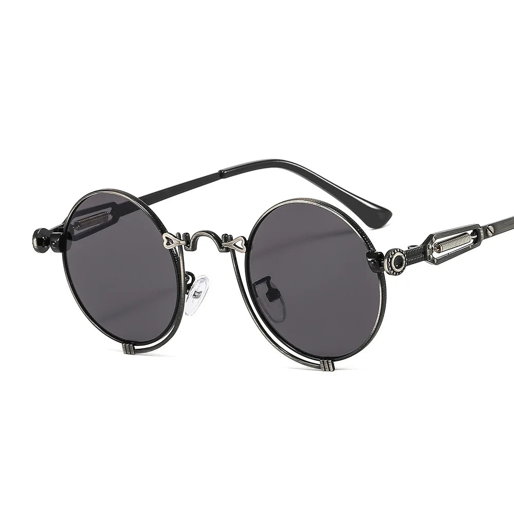1846 Steampunk Sun Glasses Men Gold Frame Metal Yellow Red Black Oval Sunglasses New Polarized Metal-punk Fashion Sunglasses