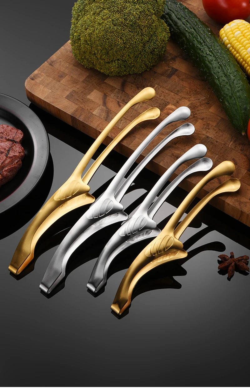 430 Stainless Steel Food Tongs Korean Barbecue Bbq Steak Clip Multi-purpose Food Clips Kitchen Gadgets Barbecue Accessories