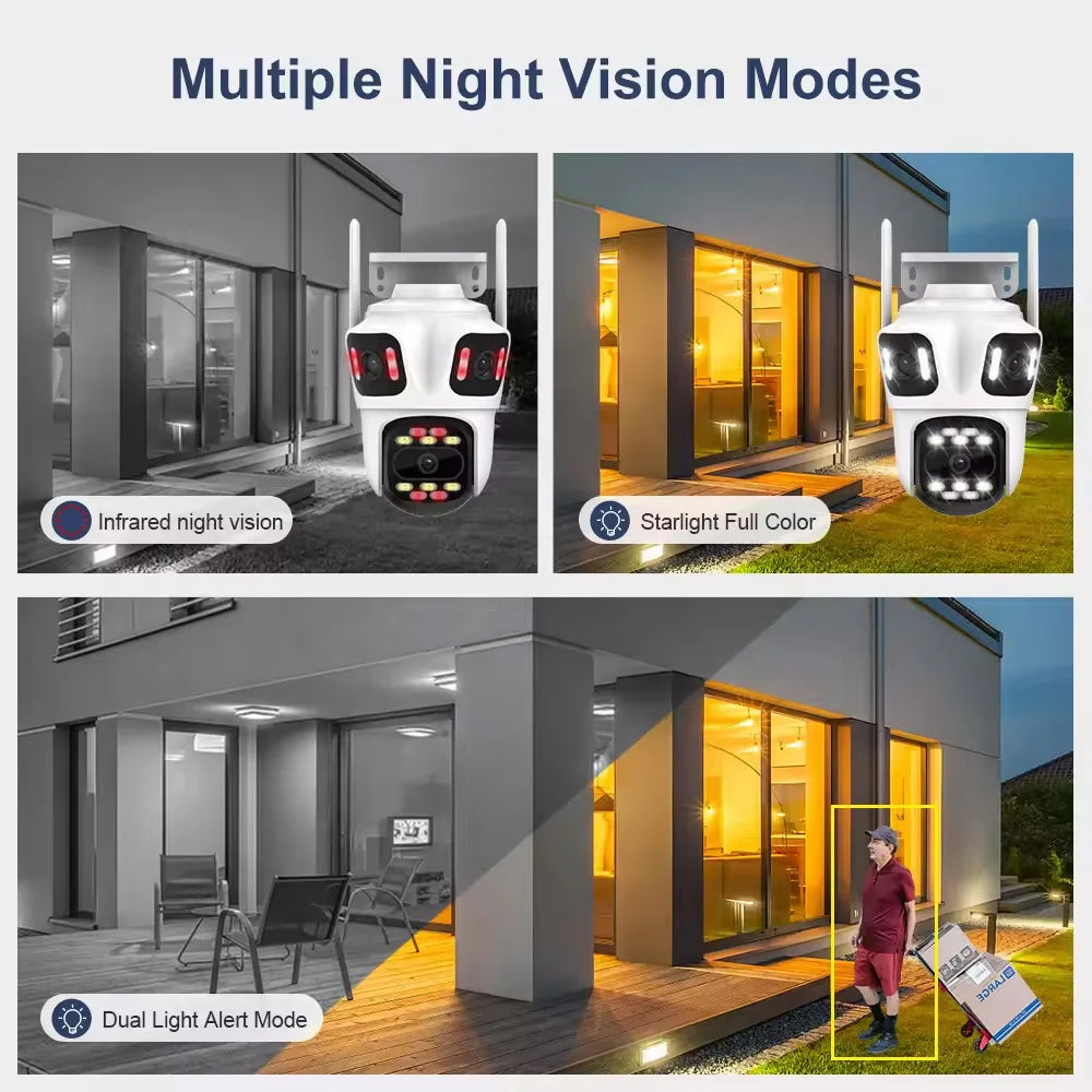 Wistino P2P ICSEE Three Lens Three Screen Wifi PTZ Camera 6K HD Outdoor IP Camera Auto Tracking Video Security Cameras Wifi