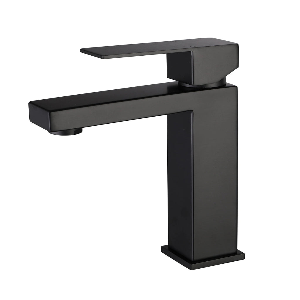 Matte Black  Bathroom Faucet Deck Mount 304 Stainless Steel  Cold and Hot Black  Square Sink Tap Short and Tall