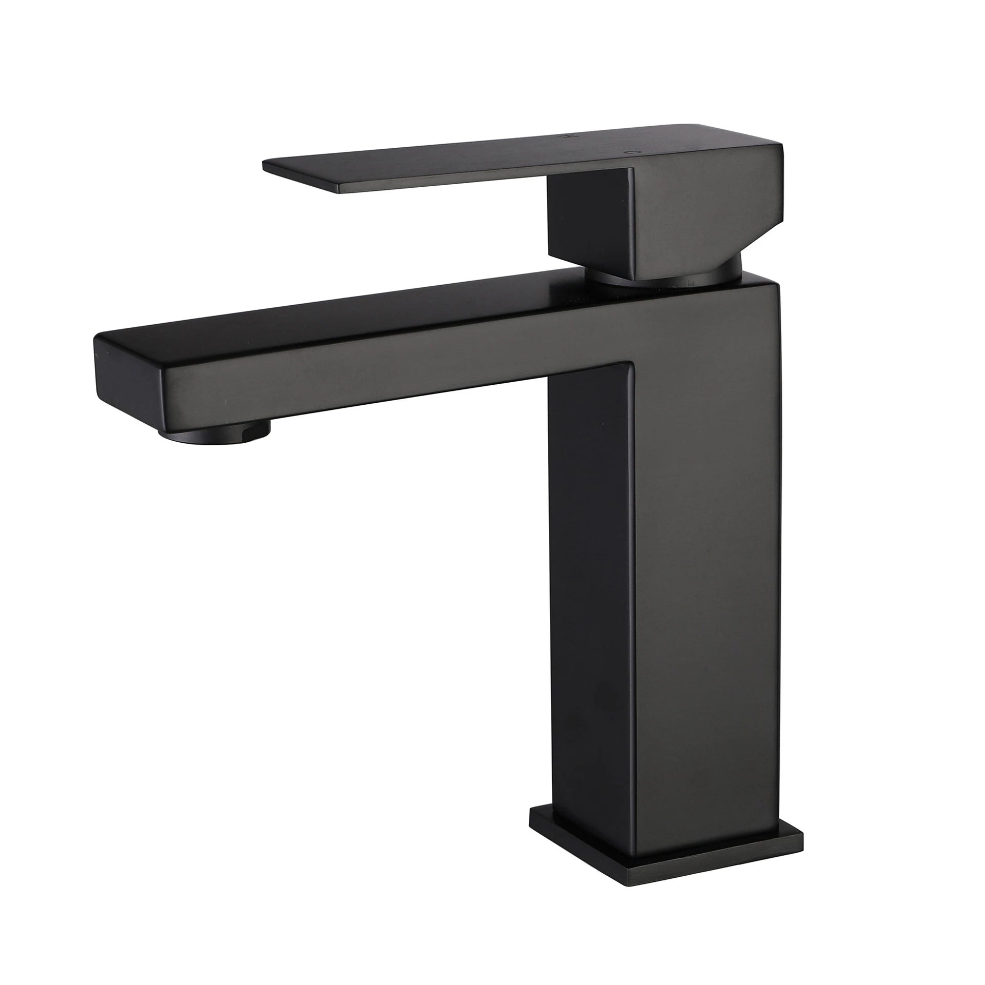 Matte Black  Bathroom Faucet Deck Mount 304 Stainless Steel  Cold and Hot Black  Square Sink Tap Short and Tall