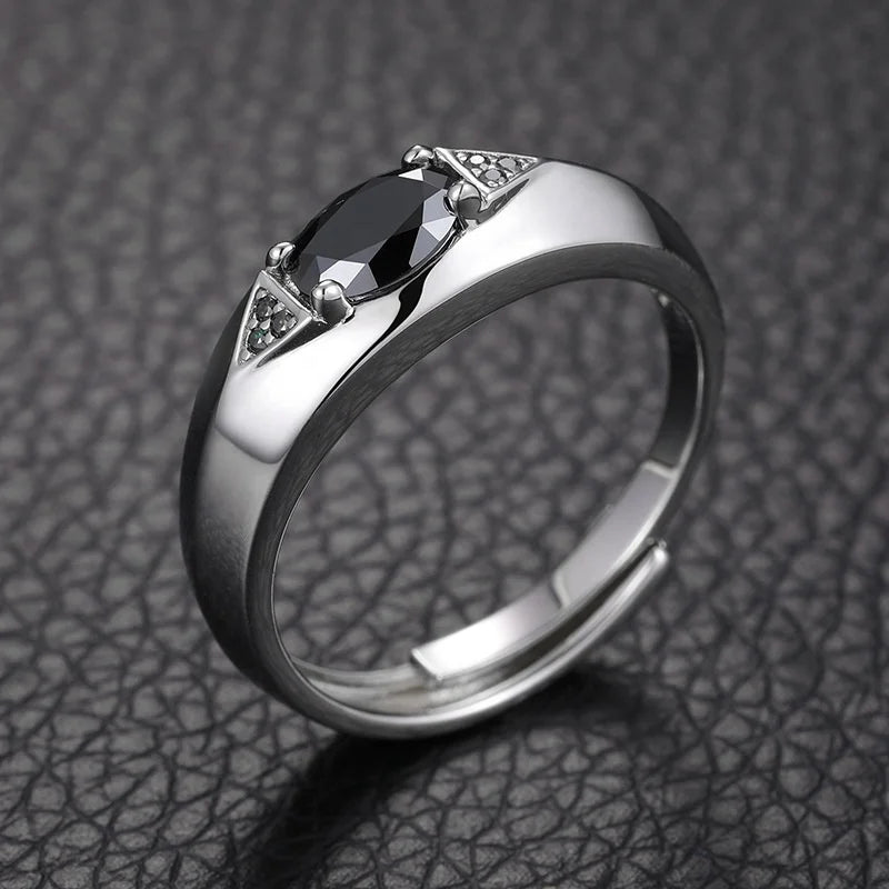 Pass Diamond Tester Eye of Horus Black Moissanite Ring Men Silver 925 Adjustable Moissanite Rings for Men