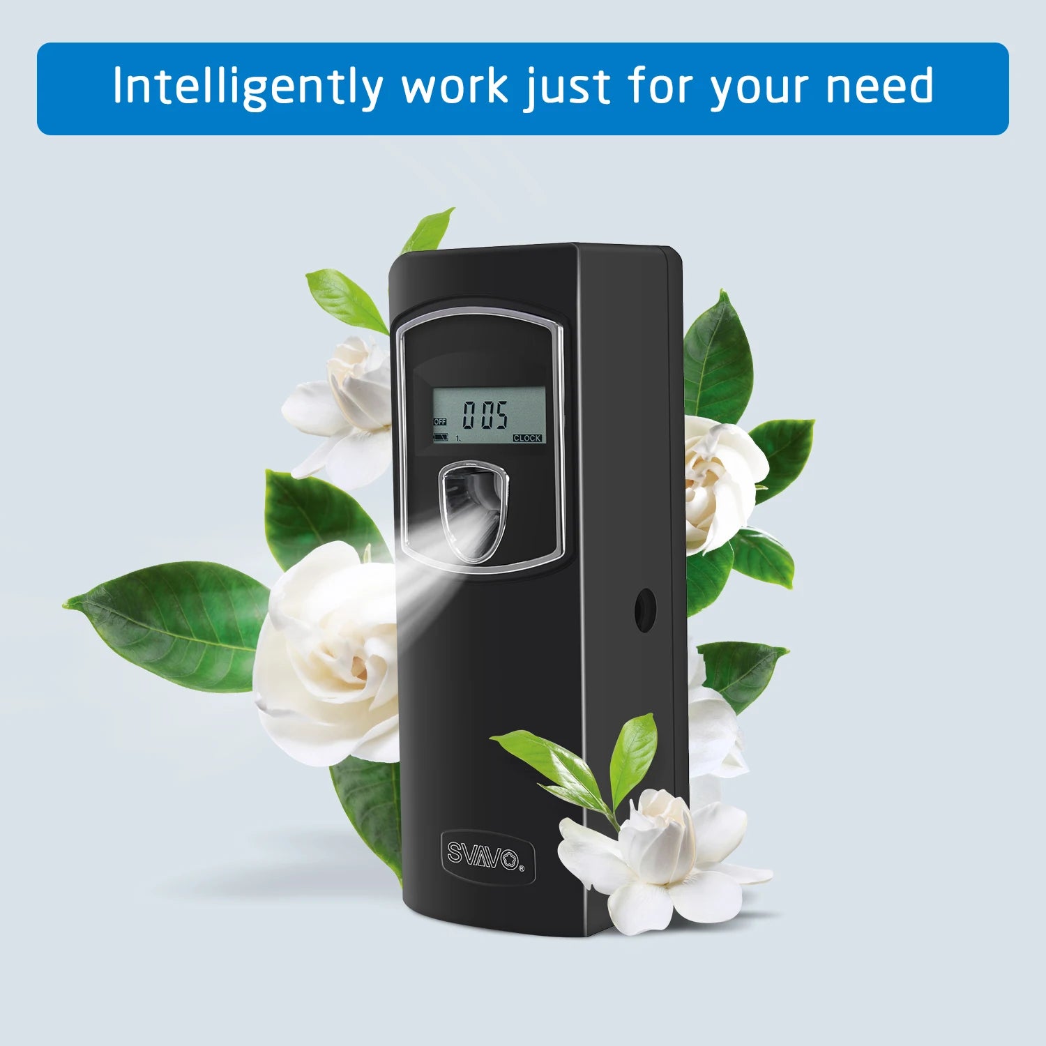 SVAVO Wall-mounted Automatic Perfume Dispenser LCD Screen Automatic Aerosol Dispenser for Toilet Bashroom Livingroom