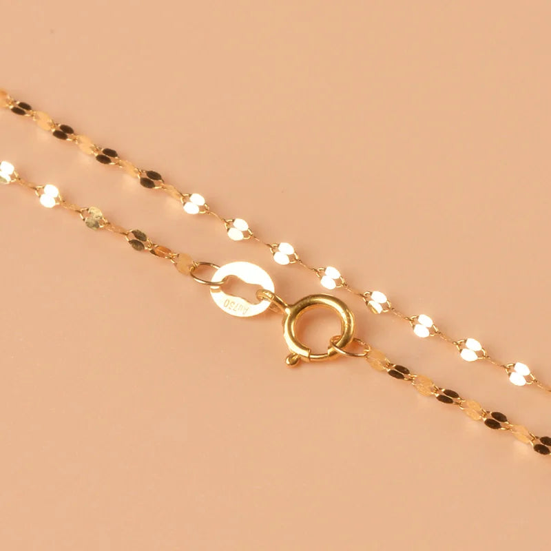 NYMPH Real 18K Yellow Gold Necklace 18-inch Pure AU750 Pendant Chain For Women Fine Wedding Jewelry X320
