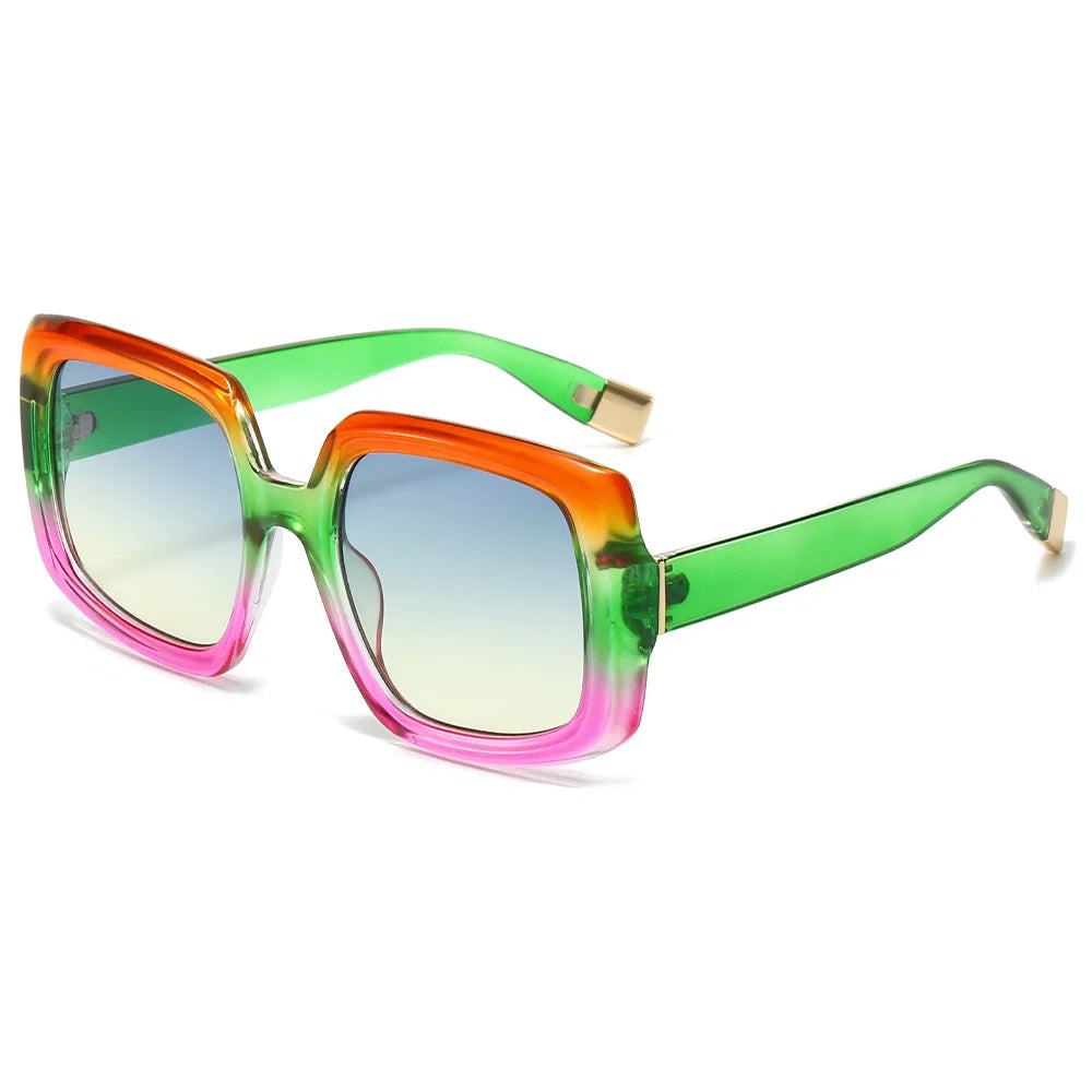 2024 New Multi-color Fashion Square Large Frame Pc Sunscreen Uv400 Sunglasses Women Luxury