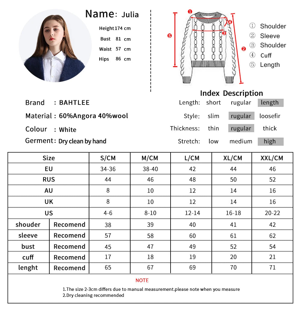 BAHTLEE-Women's Angora Jumper, Turtleneck Pullovers, Knitting Sweater, Long Sleeve, Keep Warm, White, Winter