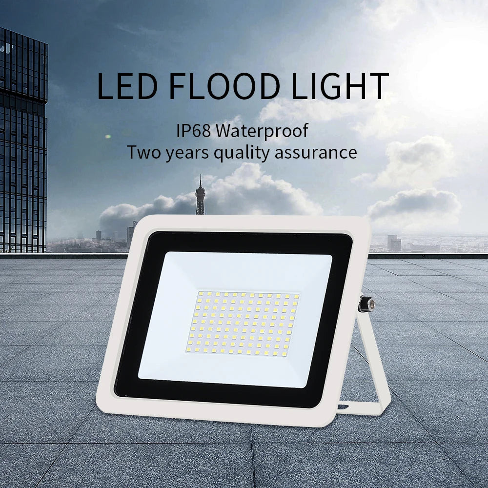 LED Flood Light 100W 50W 30W 20W 10W AC 220V Outdoor IP68 Waterproof Reflector Spotlight Street Light Wall Lamp Garden Lighting