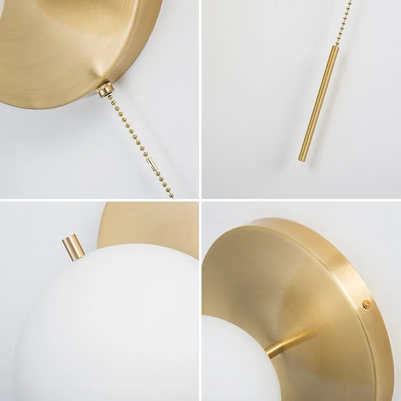 Wall Lamp With Switch Nordic ball wall lamp luxury TV postmodern minimalist glass creative hotel aisle corridor gold wall lamp