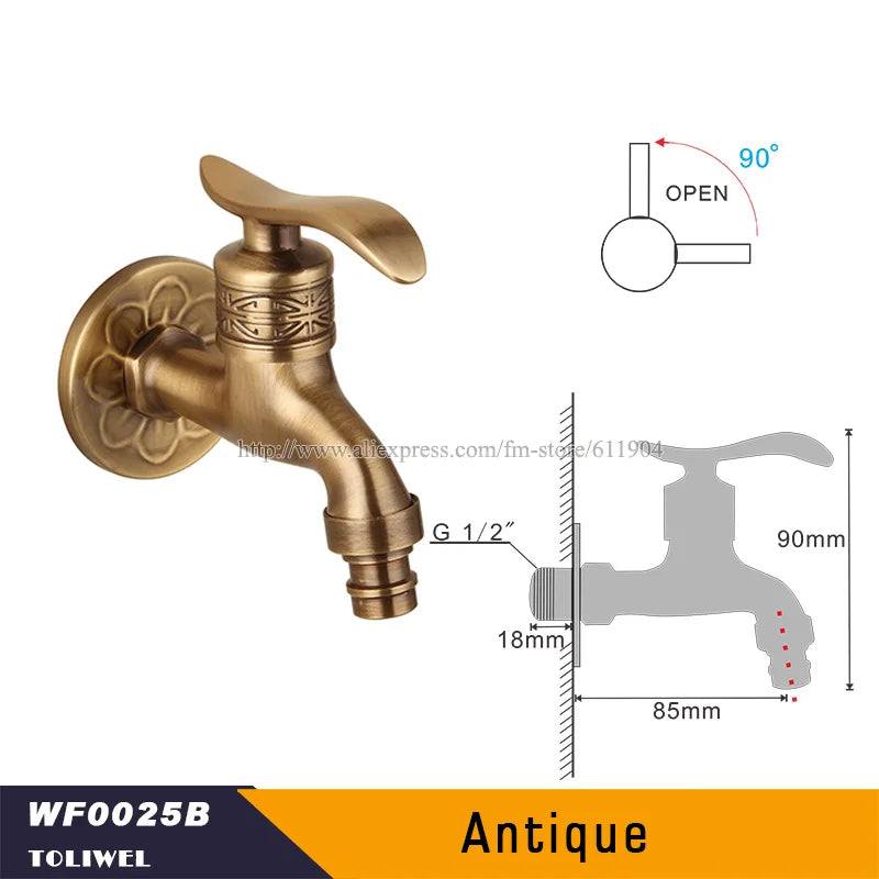 Antique Brass Bathroom Wall Mount Sink Basin Cold Water Faucet Tap G 1/2 Inch Outdoor Garden Hose Faucet Mop Sink tap TWL031