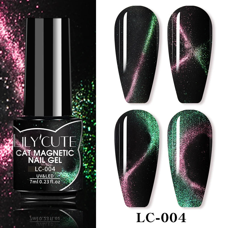 LILYCUTE 7ml Gold Coffee Cat Magnetic Gel Nail Polish Autumn Winter Nails Ultra Shine Moonlight Semi Permanent UV Gel Soak Off