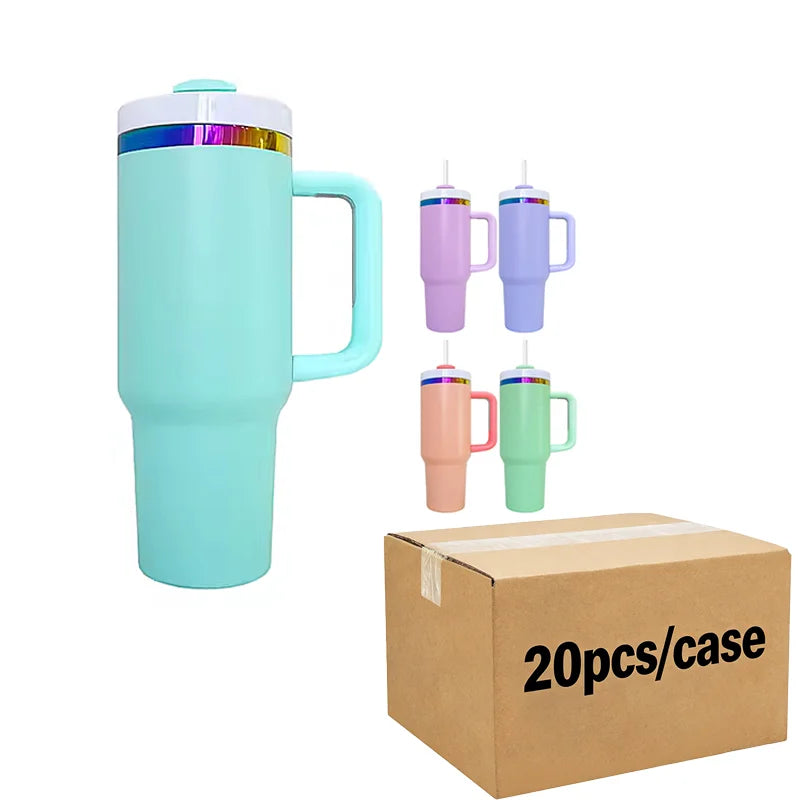 Us Warehouse 40 OZ Colorful Rainbow Plated Easy Clean Camping Gear 40 OZ Vacuum Tumbler for Home Office Outdoor Daily Use