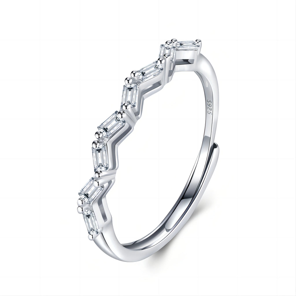 Women's S925 Sterling Silver Wedding Jewelry Moissanite Engagement Ring and Baguette Rings Passes Moissanite Tester for Gift