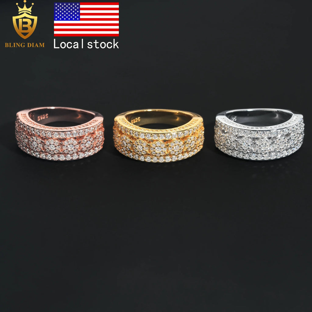USA Warehouse Fast Shipping Hip Hop Jewelry 925 Sterling Silver Men Women Rings Vvs Moissanite Iced Out Gra Certificate