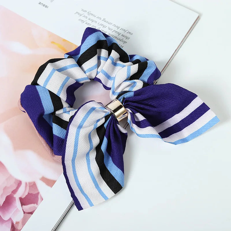 Cute Rabbit Ear Floral Women Hair Accessories Elastic Hair Band Hair Rope For Girls Rubber Band Tie Hair Scrunchies