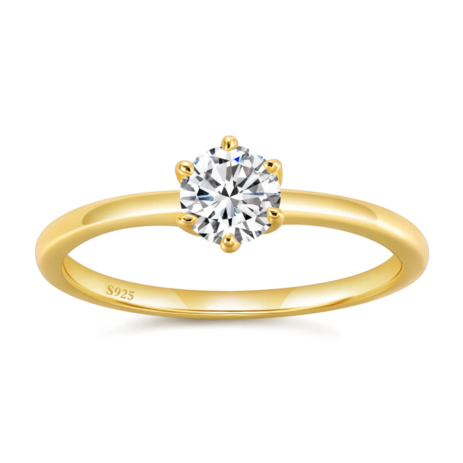 OAHLAN 0.5ct 14k Gold Plated Moissanite Rings Women Fashion Sterling Silver Minimalist Jewelry Wedding Moissanite Diamond Ring