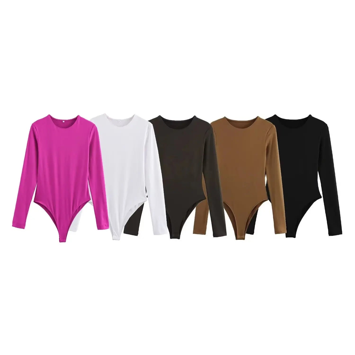 KAR&OT ZA 2024 Autumn New Women's Fashion Simple Versatile Elastic Slim Fit Long-sleeved Round Neck Jumpsuit 1026725