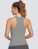 Women's Racerback Workout Tank Tops-Seamless Spandex/Polyester Breathable Knitted High Support Solid Running Muscle Tank