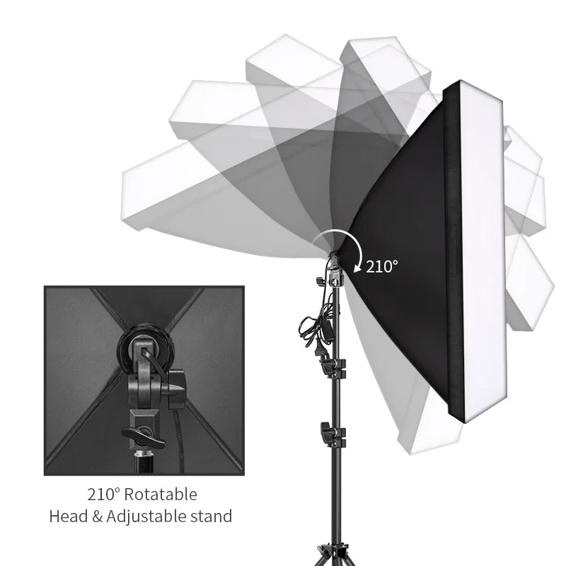 New 30w 40w Photography 50x70CM Softbox Lighting Kits System Soft box Continuous Light Use For Photo Studio Portrait Shooting
