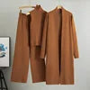 Vintage Fashion Ladies 3-Piece Set Long Cardigan Knitted Pant Ladies Sweater Suit-Casual Spring Autumn Styles