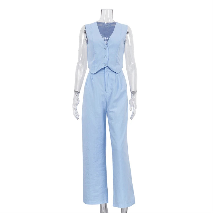 Wholesale Supplier OEM Manufacturer Hot Sale Vest And Pants Co Ord Cotton Women's Sets Summer Two Piece Set Women Clothing