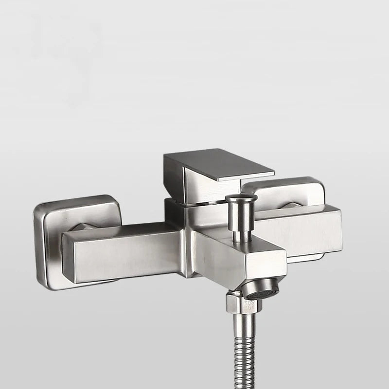 Bathroom Shower Faucet Stainless Steel Triple Bathtub Faucet Mixers Hot Cold Mixer Valve Nozzle Tap Wall Mounted Home Shower Set