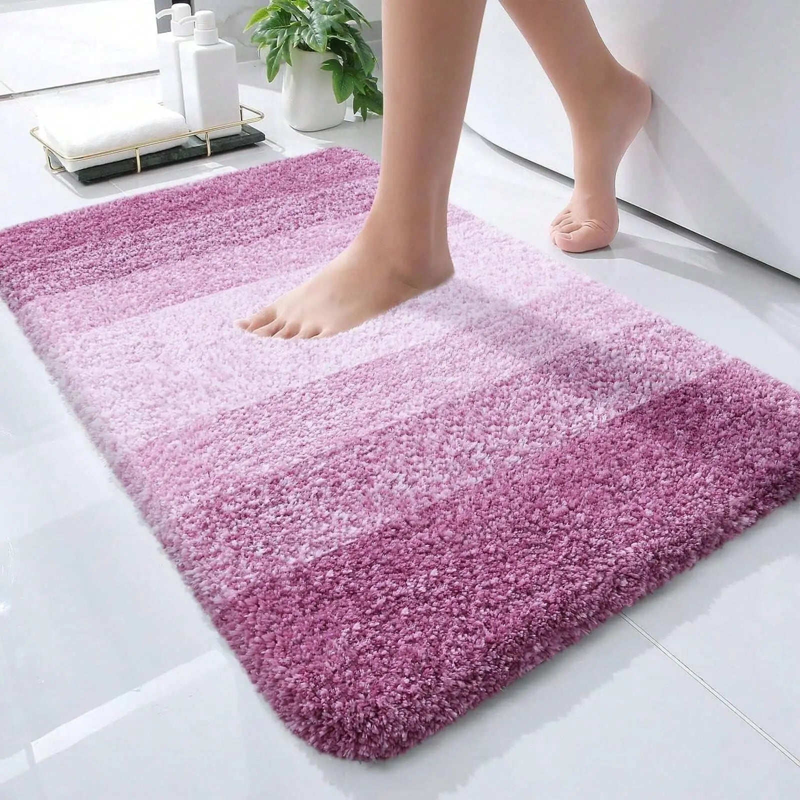 Microfiber Non-Slip Extra Absorbent Quick Dry Soft Shower Mat Modern Home and Hotel Bathroom Carpet Tufted Technique