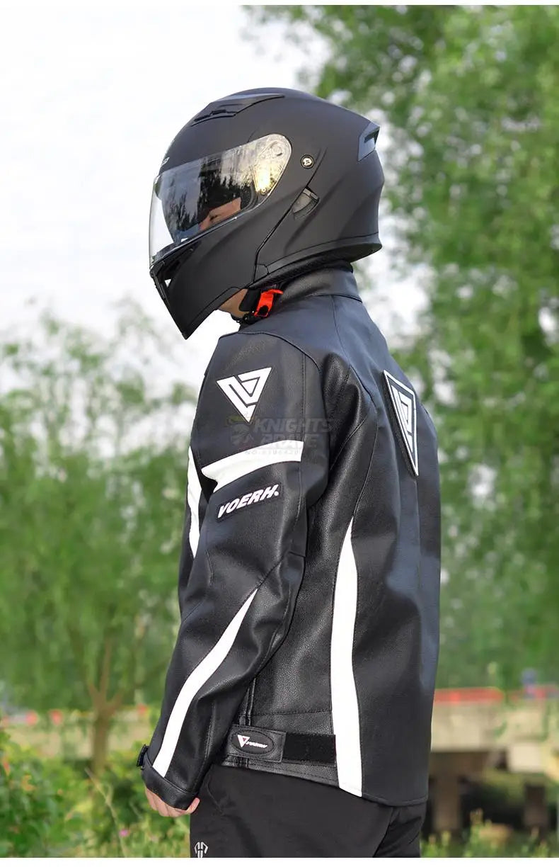 GHOST RACING Winter Motorcycle Jacket Leather Chaqueta Moto Men Waterproof Moto Suit Motorbike Riding Jacket Motocross Jacket