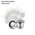 Icafilar Reusable Coffee Capsule Pod for Nespresso Stainless Steel Espresso Crema Coffee Filter Aluminum Foils Lid Tamper Dosing