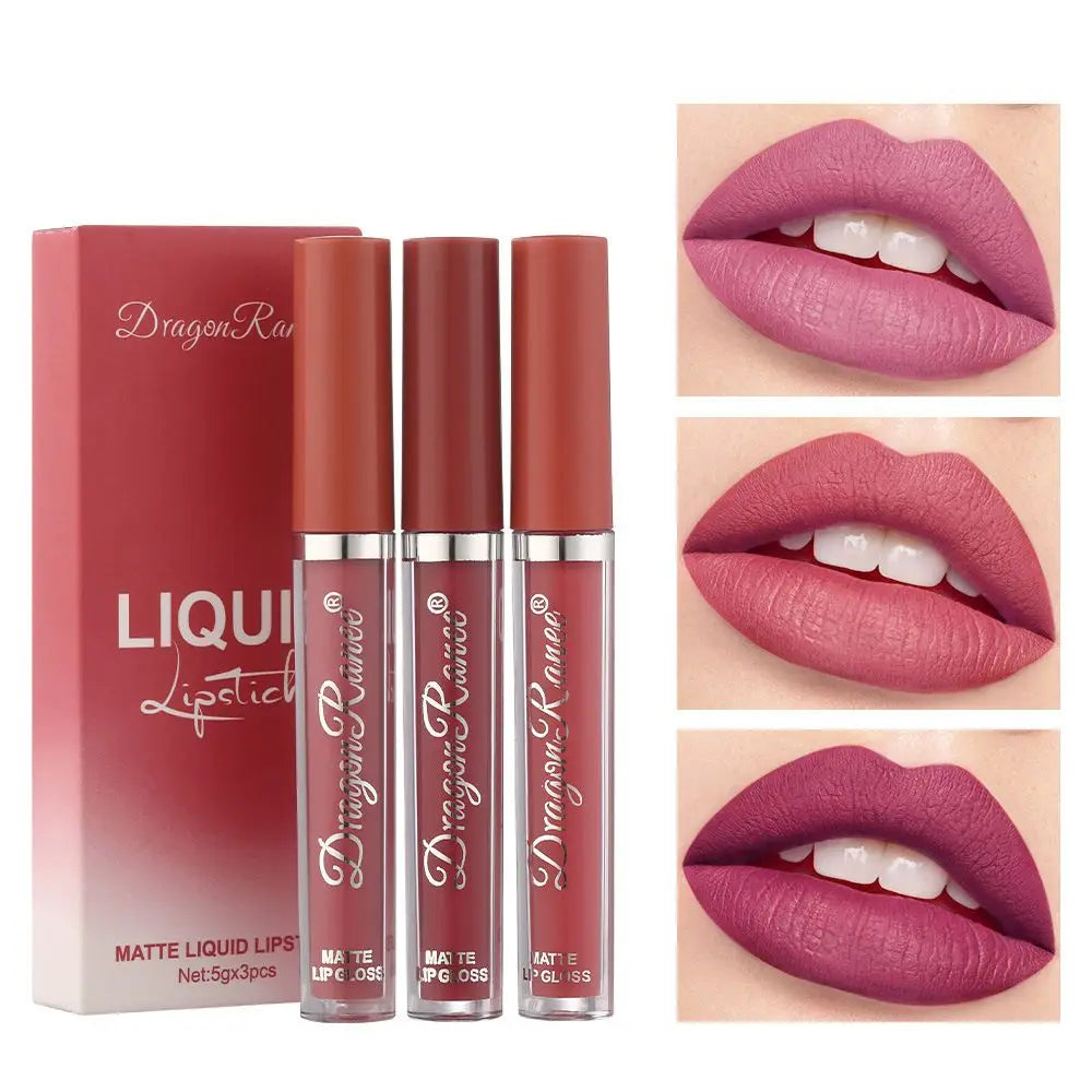 3PCS Beauty & Health Cosmetics Long-Lasting Makeup Tools Lip Gloss Velvet Lip Glaze Matte Lipstick